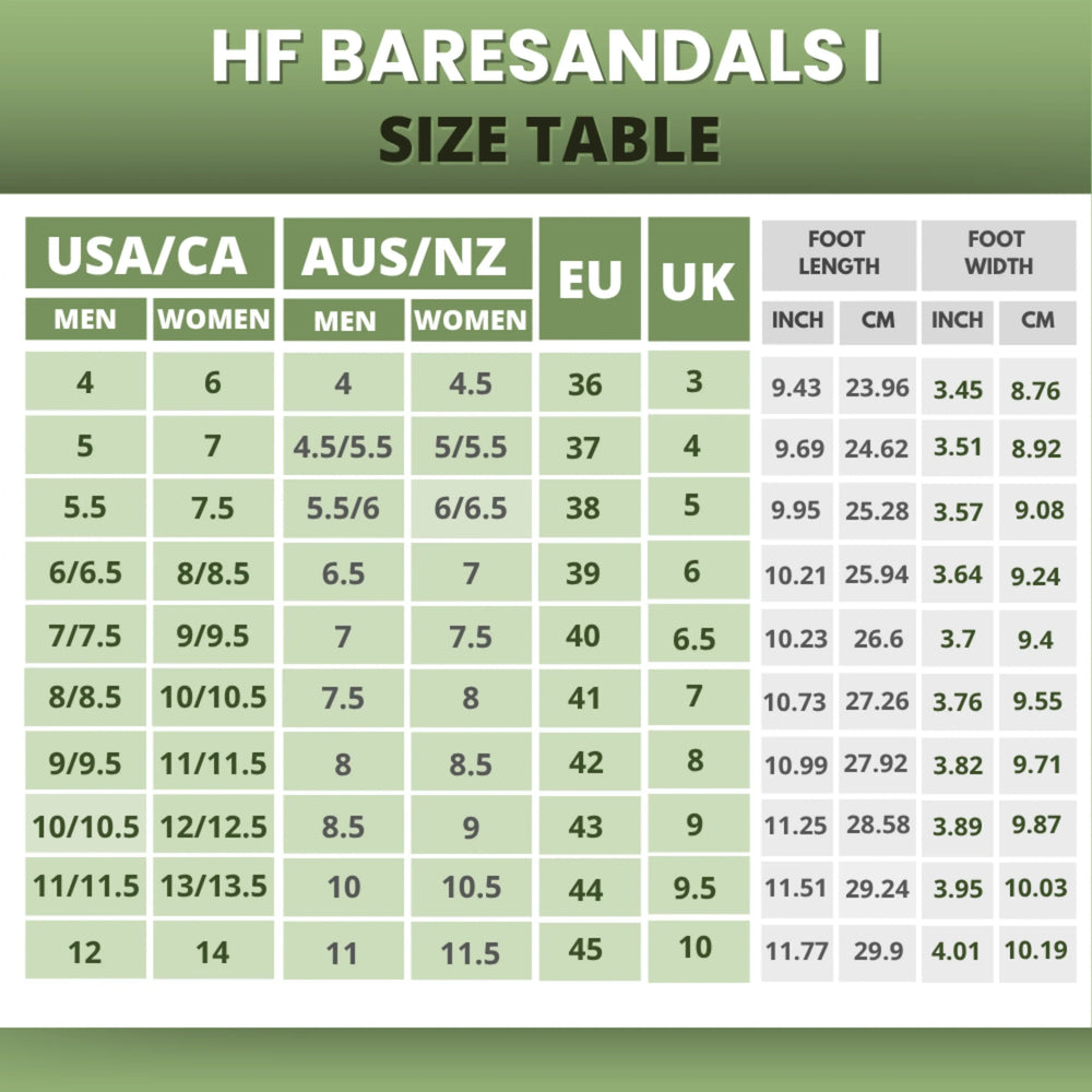 HF Baresandals I - Sandales barefoot ultra-légères ergonomiques