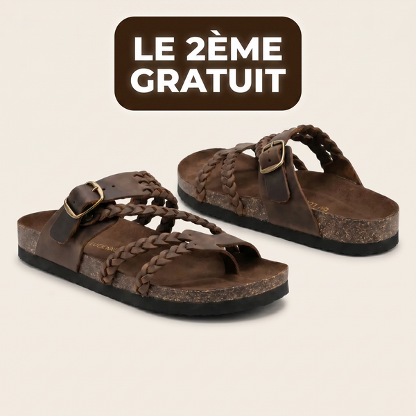 Tressia™ — Sandales en Cuir Tressé à Confort Orthopédique · Le Confort. Sans en Avoir l'Air.