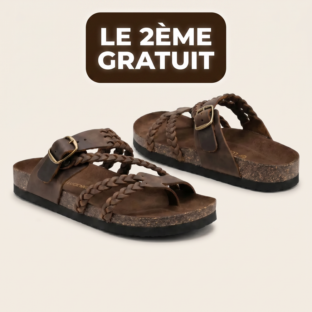Tressia™ — Sandales en Cuir Tressé à Confort Orthopédique · Le Confort. Sans en Avoir l'Air.